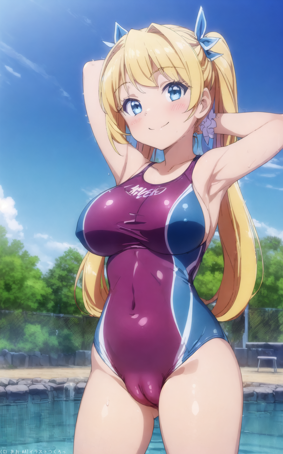ai生成　ロリ スク水 スク水アオノちゃん💕 | アオノ@ロリ巨乳の作品 | PerfTile ART - AIイラスト・マンガ投稿サイト | AIでもっと、創作を楽しもう